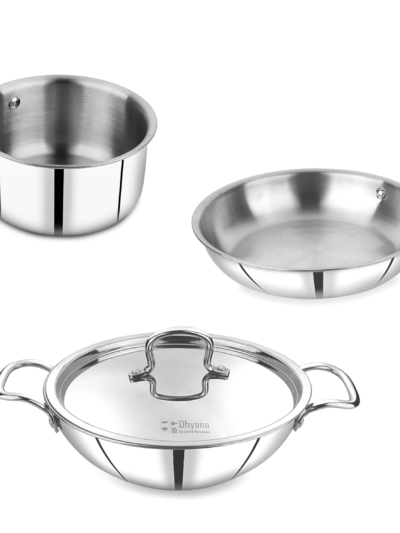 Triply Combo: Saucepan, Kadai and Frypan with lid